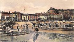 An-early-coloured-postcard-of-the-beach-at-Denmark-Place.-1905.